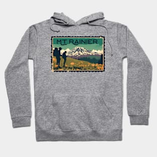 Vintage Hiking at the Mt Rainier Mountain Lover Mountain Climbing Hoodie